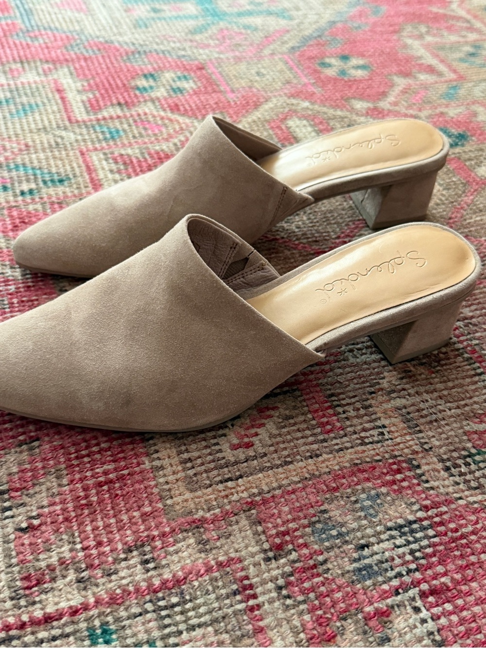 Splendid Taupe Suede Pointed Mule Heels